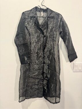 Vintage 90s Best Choice Sheer Black Organza Duster Coat- Goth Whimsigoth Grunge